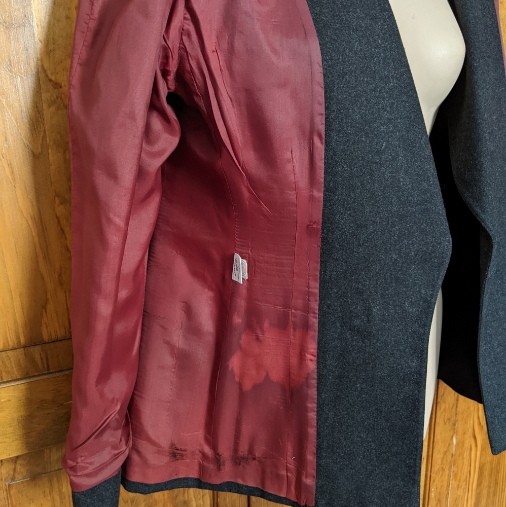Vintage 80s Womens Calvin Klein Boxy Wool Blazer Jacket Shoulder Pads Gray Fall - Picture 7 of 10